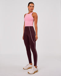 Woman wearing Power Ultra High-Rise Full Length Legging Pockets - Cherry Lacquer-Pink Rose | Model:Charli | Size:XS | Thumbnail Index: 1