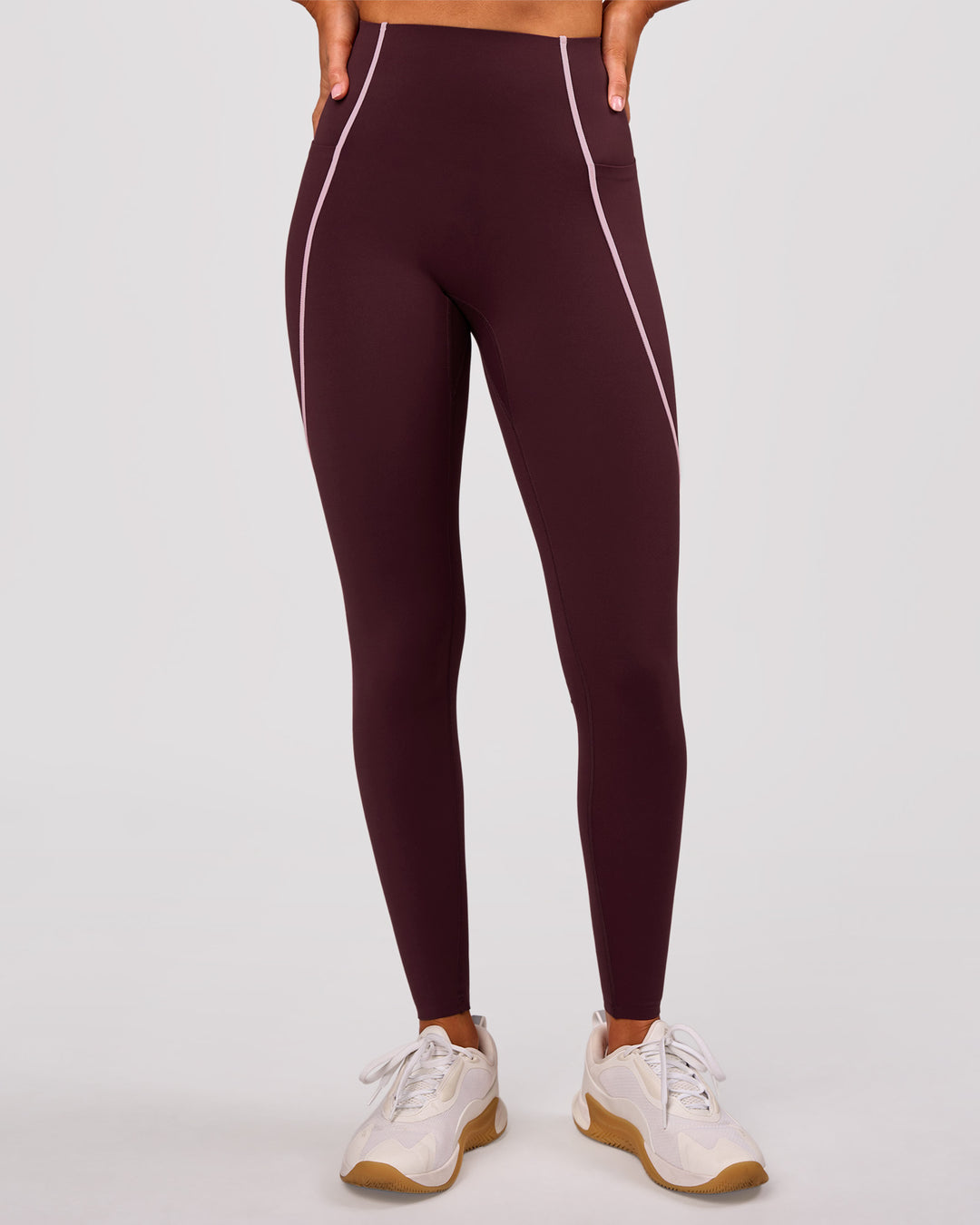 Woman wearing Power Ultra High-Rise Full Length Legging Pockets - Cherry Lacquer-Pink Rose | Model:Charli | Size:XS - view 6
