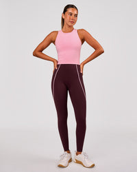 Woman wearing Power Ultra High-Rise Full Length Legging Pockets - Cherry Lacquer-Pink Rose | Model:Charli | Size:XS | Thumbnail Index: 6