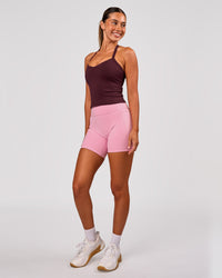 Woman wearing Unleash Shelf Bra Tank - Cherry Lacquer | Model:Charli | Size:XS | Thumbnail Index: 5