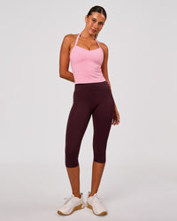 Woman wearing Unleash Shelf Bra Tank - Pink Rose | Model:Charli | Size:XS | Thumbnail Index: 3