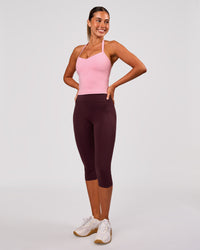 Woman wearing Unleash Shelf Bra Tank - Pink Rose | Model:Charli | Size:XS | Thumbnail Index: 4
