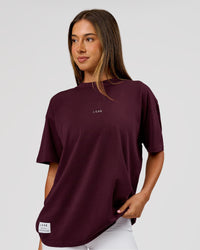 Woman wearing VS26 1% Better FLXCotton Oversize Tee - Cherry Lacquer-Off White | Model:Charli | Size:XS | Thumbnail Index: 5