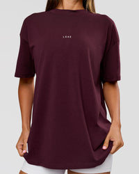 Woman wearing VS26 1% Better FLXCotton Oversize Tee - Cherry Lacquer-Off White | Model:Charli | Size:XS | Thumbnail Index: 8