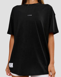 Woman wearing VS26 Journey FLXCotton Oversize Tee - Black-White | Model:Charli | Size:XS | Thumbnail Index: 5