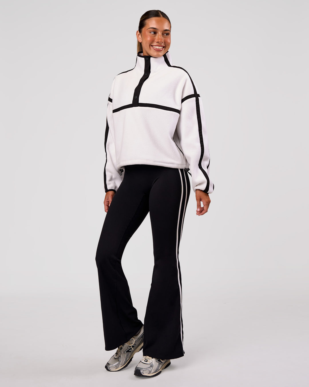 Woman wearing Expedition Pop Over - White-Black | Model:Charli | Size:XS - view 9