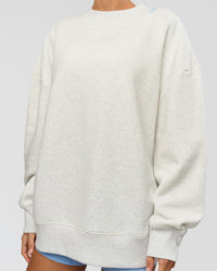 Woman wearing Strong is Beautiful Oversized Sweater - Silver Marl | Model:Georgia | Size:XS | Thumbnail Index: 2