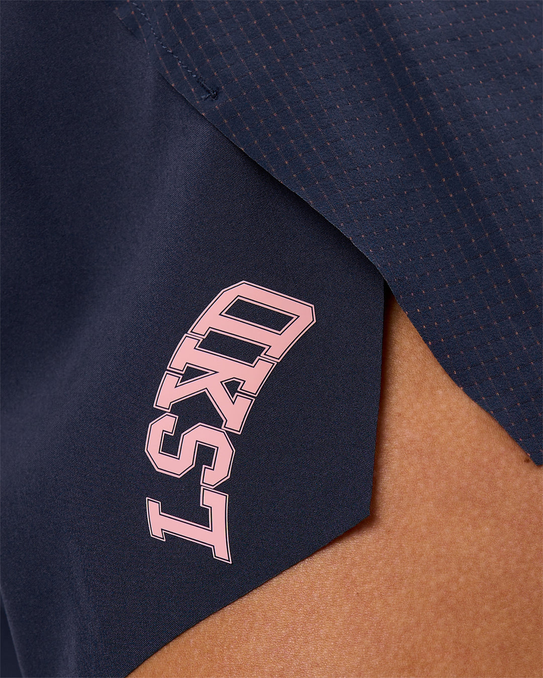 Woman wearing Accelerate 3" Mid-Rise Running Short - Future Navy-Varsity Print | Model:Issy | Size:XS - view 13
