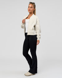 Woman wearing Bomber ZeroCrease Spacer Jacket - Silver Marl | Model:Issy | Size:XS | Thumbnail Index: 4