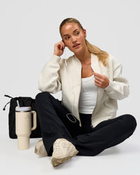 Woman wearing Bomber ZeroCrease Spacer Jacket - Silver Marl | Model:Issy | Size:XS | Thumbnail Index: 6