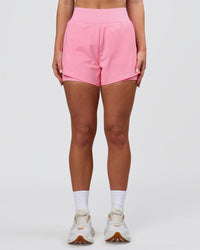 Woman wearing Challenger 3" Lined Performance Short - Pink Rose | Model:Issy | Size:XS | Thumbnail Index: 5