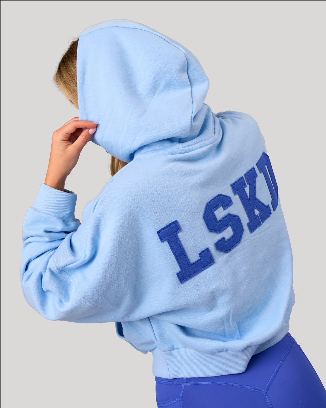 Woman wearing Distress French Terry Full Zip Hoodie - Open Air | Model: Issy | Size: XS - view 3