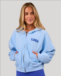 Woman wearing Distress French Terry Full Zip Hoodie - Open Air | Model: Issy | Size: XS | Thumbnail Index: 4
