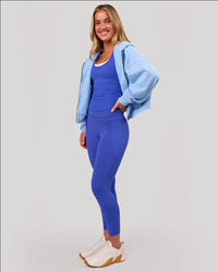 Woman wearing Distress French Terry Full Zip Hoodie - Open Air | Model: Issy | Size: XS | Thumbnail Index: 6