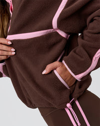 Woman wearing Expedition Pop Over - Hot Chocolate-Pink Rose | Model:Issy | Size:XS | Thumbnail Index: 4