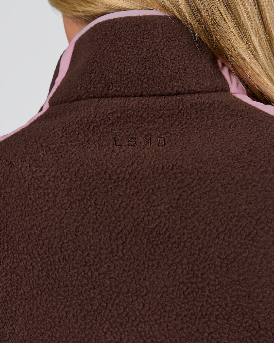 Woman wearing Expedition Pop Over - Hot Chocolate-Pink Rose | Model:Issy | Size:XS - view 8