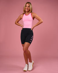 Woman wearing Flow Performance Tank 2.0 - Pink Rose-Ultra Pink | Model:Issy | Size:XS | Thumbnail Index: 2