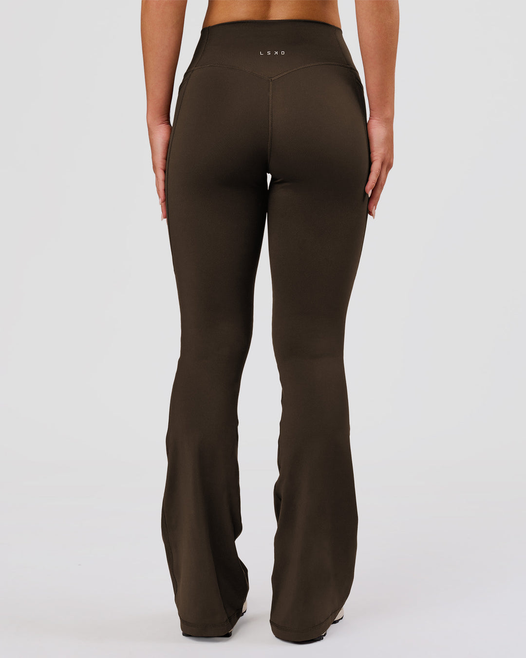 Fusion V-Contour High-Rise Flared Petite Legging Pockets - Ground Coffee - view 1