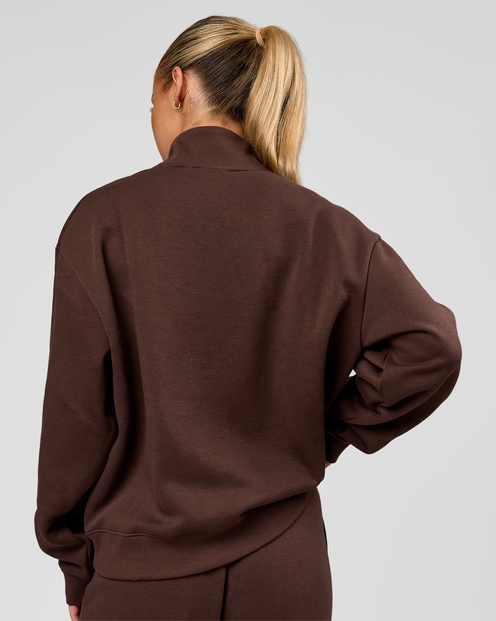 Go-To Oversized Quarter Zip Sweater - Hot Chocolate | LSKD