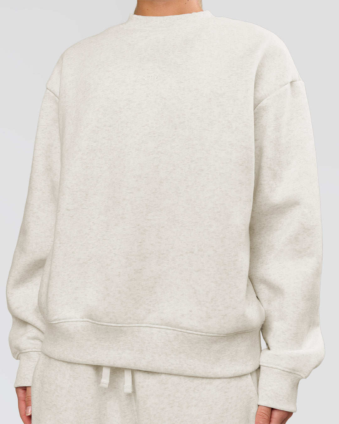 Woman wearing Go-To Oversized Sweater - Silver Marl | Model:Issy | Size:XS - view 5