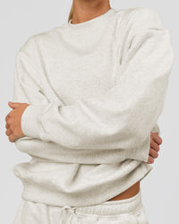 Woman wearing Go-To Oversized Sweater - Silver Marl | Model:Issy | Size:XS | Thumbnail Index: 7
