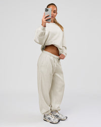 Woman wearing Go-To Oversized Sweater - Silver Marl | Model:Issy | Size:XS | Thumbnail Index: 8