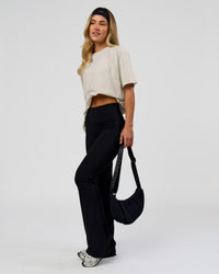 Woman wearing Go-To Script FLXCotton Oversized Tee - Silver Marl-White | Model:Issy | Size:XS | Thumbnail Index: 5