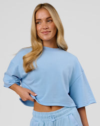 Woman wearing Go-To Terry Oversized Tee - Open Air | Model:Issy | Size:XS | Thumbnail Index: 2