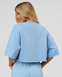 Woman wearing Go-To Terry Oversized Tee - Open Air | Model:Issy | Size:XS | Thumbnail Index: 4