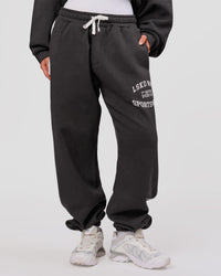 Woman wearing Playbook Baggy Cuffed Track Pant - Onyx-Off White | Model:Issy | Size:XS | Thumbnail Index: 7