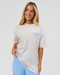 Woman wearing Playbook Heavyweight Oversized Tee - Silver Marl-Open Air | Model:Issy | Size:XS | Thumbnail Index: 6