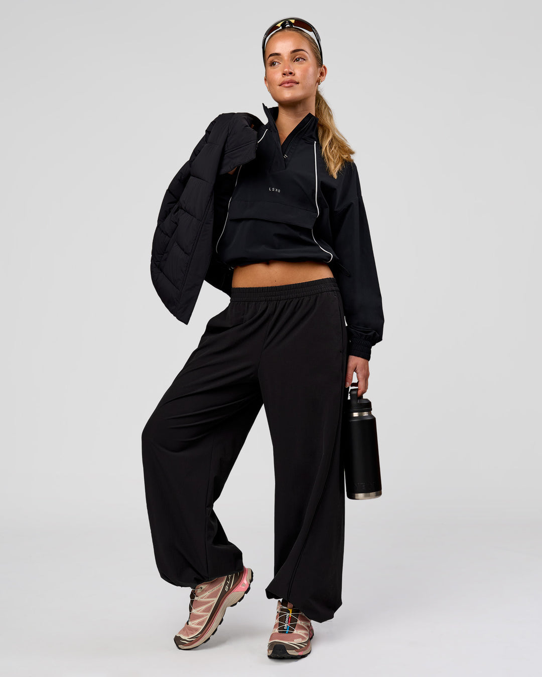 Woman wearing Pop Over Jacket - Black | Model:Issy | Size:XS - view 13