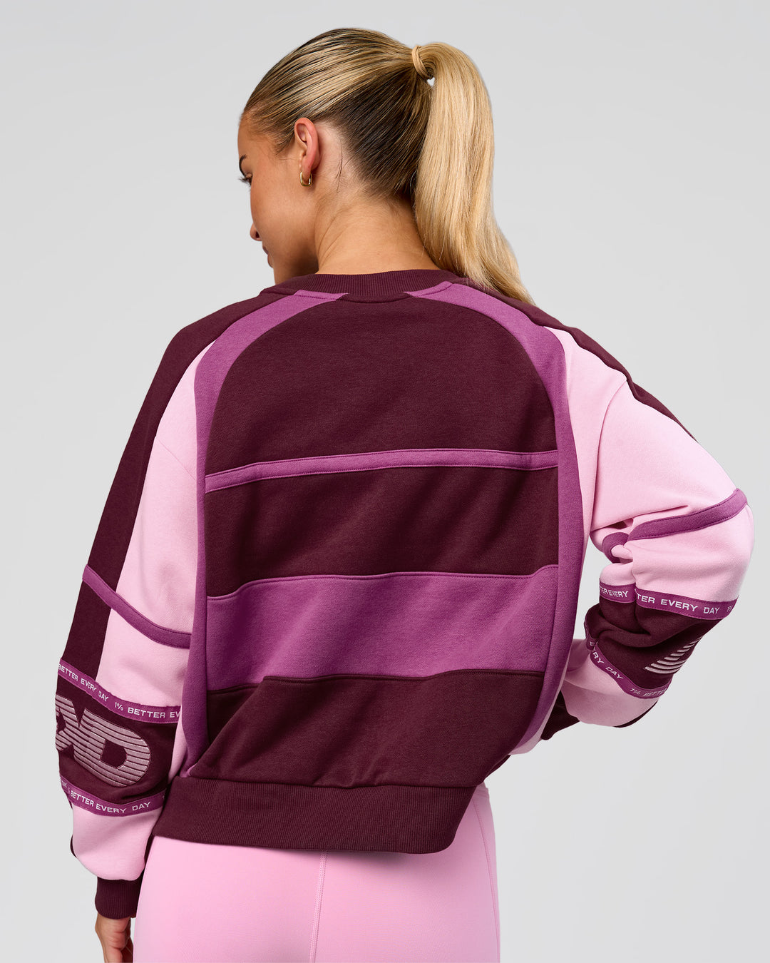 Woman wearing Power Sweater - Cherry Lacquer-Boysenberry | Model:Issy | Size:XS - view 10