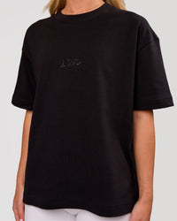 Woman wearing Progression Super Heavyweight Boxed Tee - Black-Black | Model:Issy | Size:XS | Thumbnail Index: 2