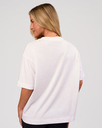 Woman wearing Progression Super Heavyweight Boxed Tee - White-Black | Model:Issy | Size:XS | Thumbnail Index: 6
