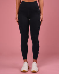 Woman wearing Rep Ultra High-Rise 7/8 Legging Pockets - Black-Pink Rose | Model:Issy | Size:XS | Thumbnail Index: 2