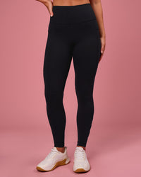 Woman wearing Rep Ultra High-Rise Full Length Legging Pockets - Black-Pink Rose | Model:Issy | Size:XS | Thumbnail Index: 8