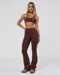 Woman wearing Stellar Sports Bra - Hot Chocolate-Pink Rose | Model:Issy | Size:XS | Thumbnail Index: 11