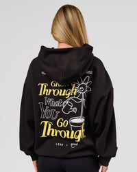 Woman wearing TGHF X LSKD 26 Oversized Hoodie - Black | Model:Issy | Size:XS | Thumbnail Index: 5