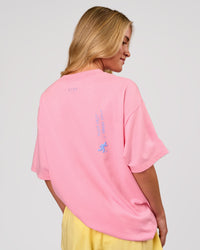 Woman wearing Values Manifesto Heavyweight Oversized Tee  - Pink Rose-Open Air | Model:Issy | Size:XS | Thumbnail Index: 13