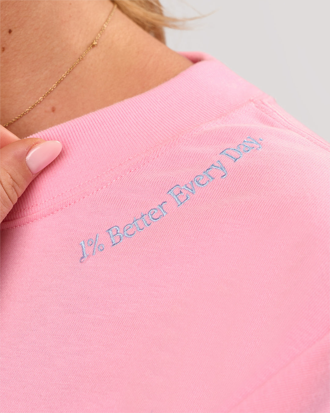 Woman wearing Values Manifesto Heavyweight Oversized Tee  - Pink Rose-Open Air | Model:Issy | Size:XS - view 17