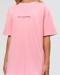 Woman wearing VS1 Enjoy The Journey FLXCotton Oversize Tee - Pink Rose | Model:Issy | Size:XS | Thumbnail Index: 10