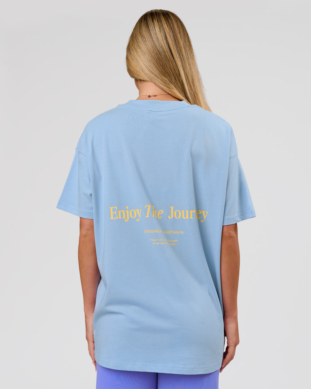 Woman wearing VS26 Journey FLXCotton Oversize Tee - Open Air-Lemon | Model:Issy | Size:XS - view 3