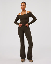 Woman wearing Bardot Long Sleeve Top - Ground Coffee | Model:Jordan | Size:XS | Thumbnail Index: 4