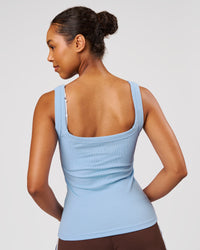 Woman wearing Go-To FLXCotton Rib Scoop Tank - Open Air | Model:Jordan | Size:XS | Thumbnail Index: 3