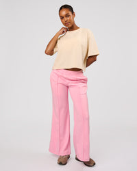 Woman wearing Go-To Heavyweight FlxCotton Skimmer Tee - Vanilla Bean-White | Model:Jordan | Size:XS | Thumbnail Index: 3