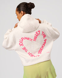 Woman wearing Love The Process Zip Through Hoodie - Silver Marl | Model:Jordan | Size:XS | Thumbnail Index: 0