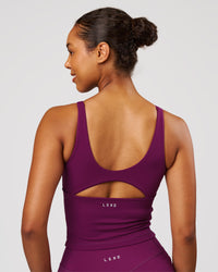 Woman wearing Vitality Active Tank - Plum Caspia | Model:Jordan | Size:XS | Thumbnail Index: 1