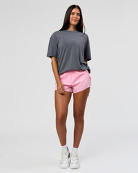Woman wearing Built On Values FLXCotton Oversized Tee - Dark Storm Washed-Pink Rose | Model:Rhiley | Size:XS | Thumbnail Index: 7
