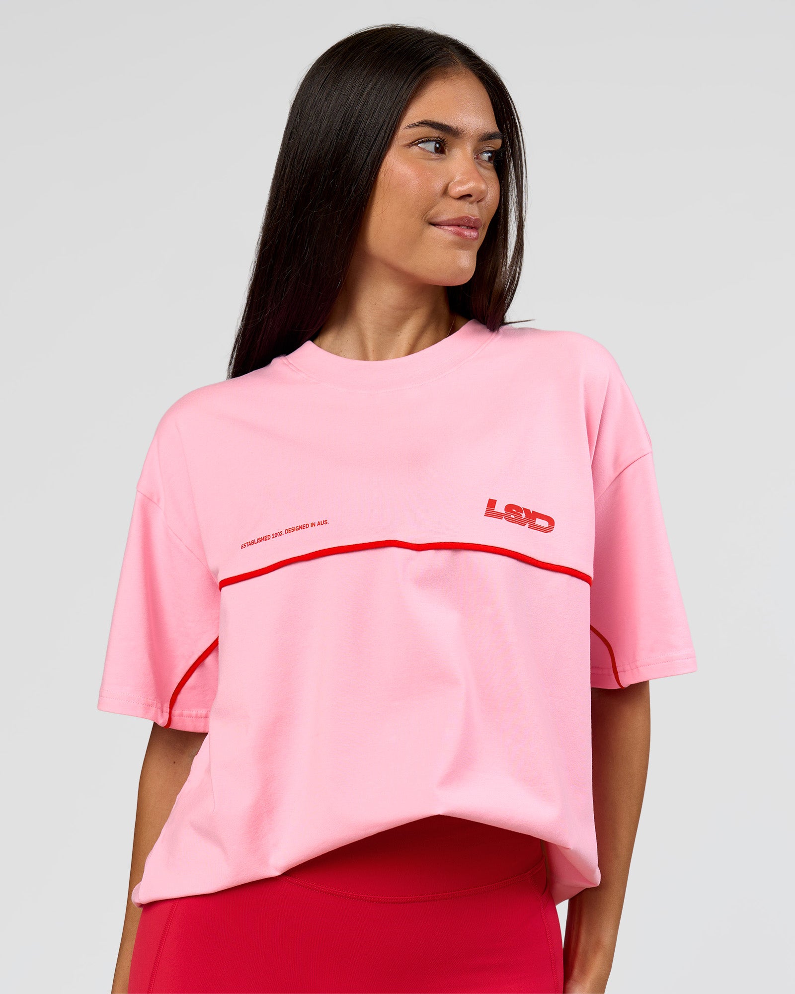 Inline Heavyweight FLXCotton Oversized Tee - Pink Rose-Flame | LSKD